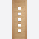 Carini Clear Glazed 5L Pre-finished Oak Door Kit
