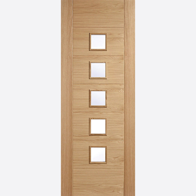 Carini Clear Glazed 5L Pre-finished Oak Door Kit