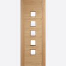 Pre-Assembled Carini Clear Glazed 5L Pre-finished Oak Door Set