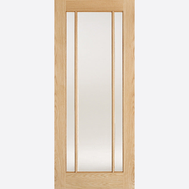 Lincoln Glazed 3L Clear Glass Un-finished Oak Door Kit