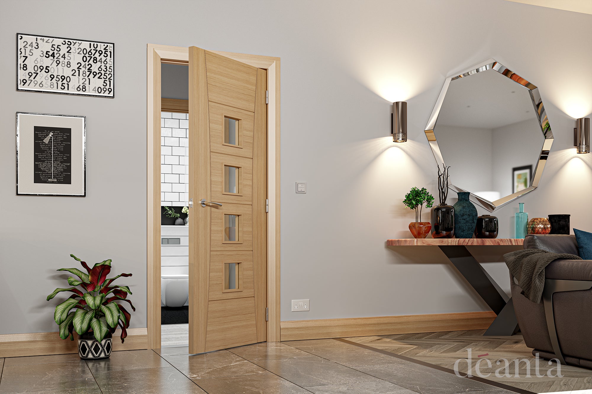 Deanta Oak Pamplona Glazed Pre-finished Internal door