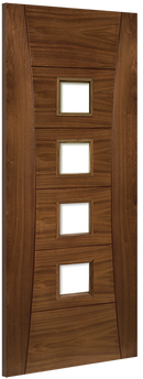 Deanta Walnut Pamplona Glazed Fire Door Pre-finished