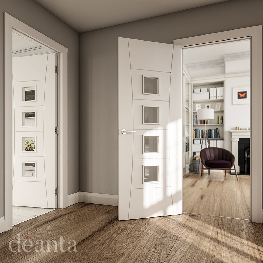 Deanta White Primed Pamplona Glazed Internal door