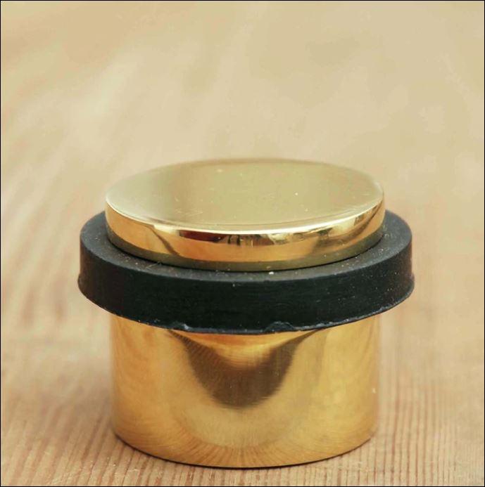 Atlantic Cylinder Premium Floor Mounted Door Stop - Polished Brass - Door Supplies Online