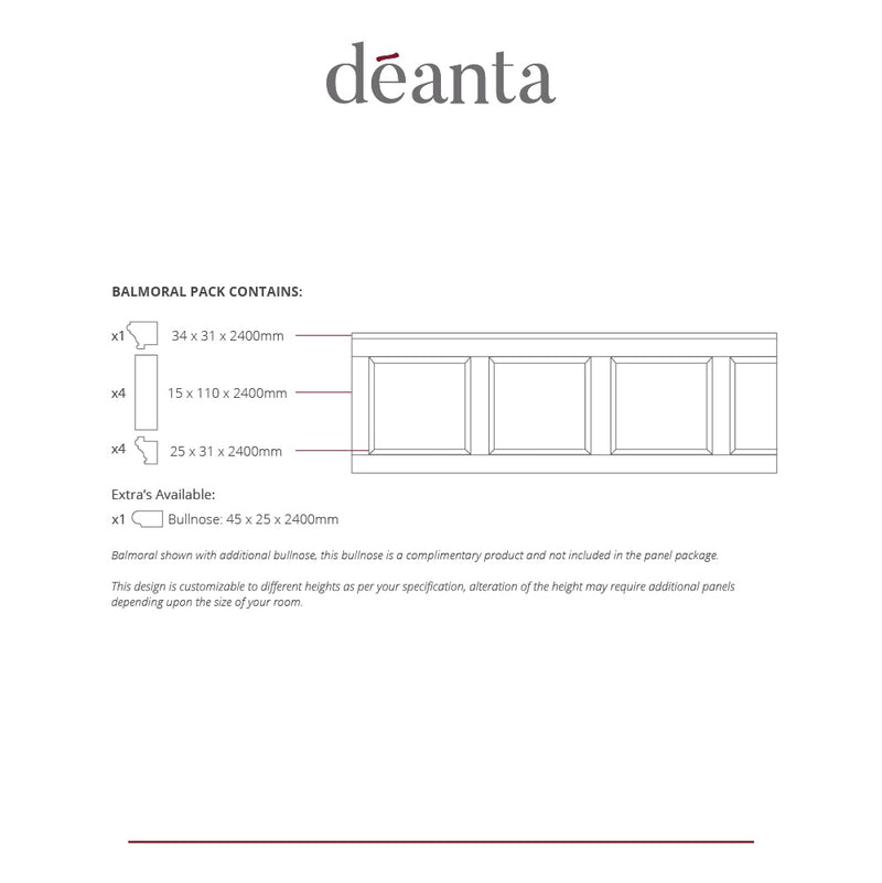 Deanta White Primed Balmoral Wall Panelling