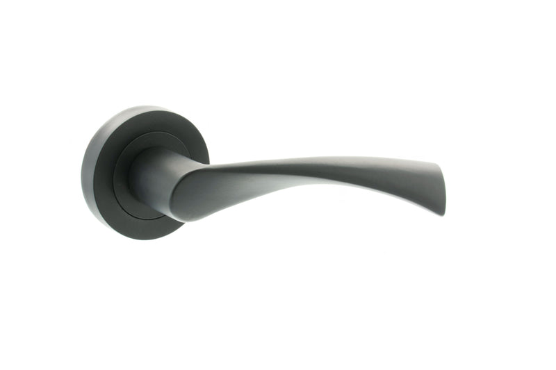 Atlantic Colorado Lever on Round Rose - Matt Black