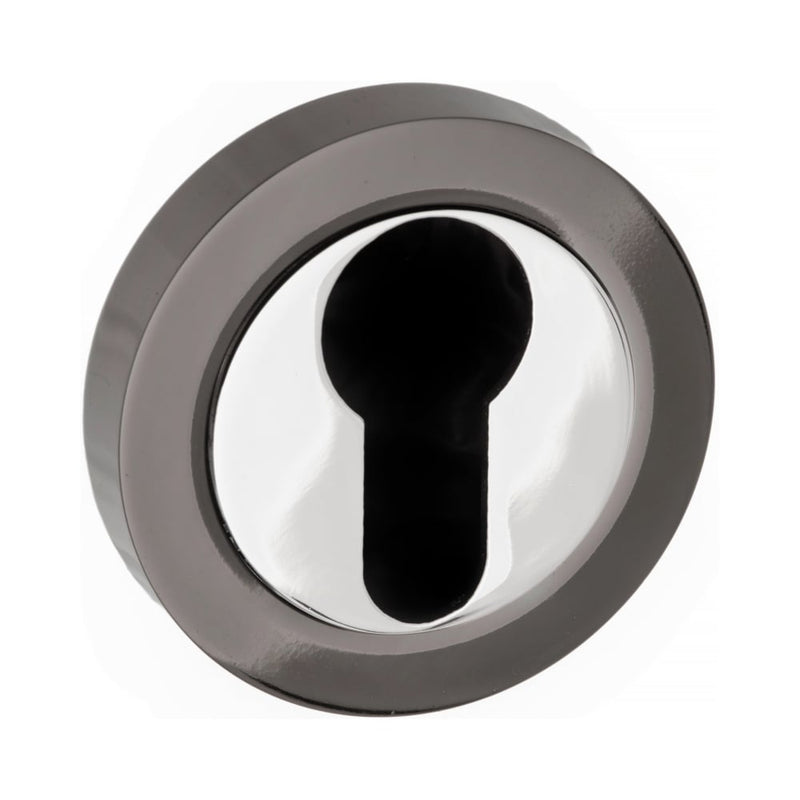 Atlantic Status Round Euro Escutcheon (Black Nickel/Polished Chrome)