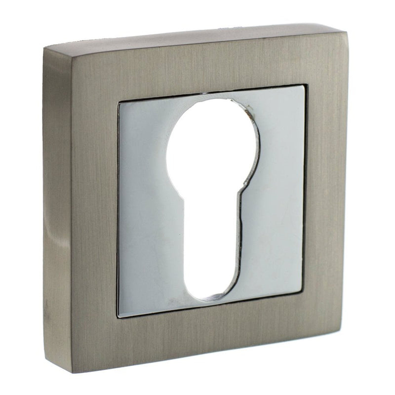 Atlantic Status Square Euro Escutcheon (Satin Nickel/Polished Chrome)