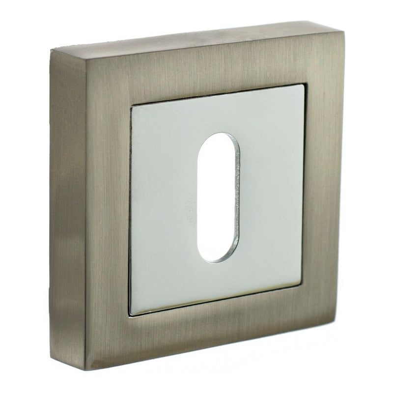 Atlantic Status Square Key Escutcheon (Satin Nickel/Polished Chrome)