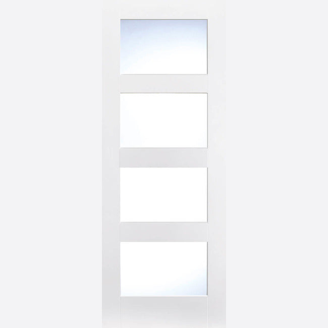 Pre-Assembled White Primed Shaker Glazed 4L Door Set