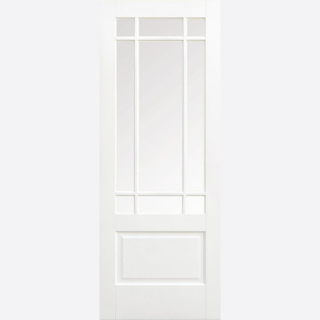Pre-Assembled White Primed Downham Glazed 9L Door Set