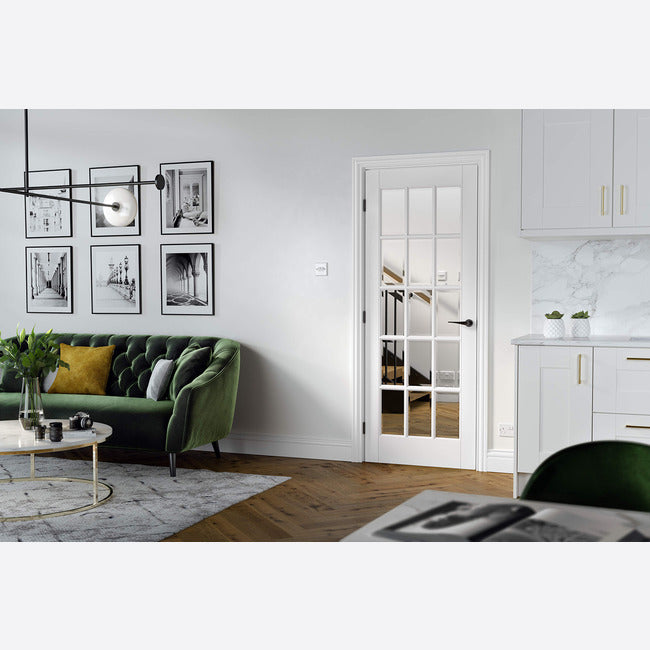 Pre-Assembled White Primed SA Glazed 15L Door Set