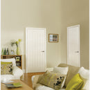 Pre-Assembled White Primed Moulded Textured Vertical 5P Door Set