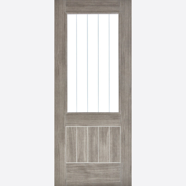 Pre-Assembled Light Grey Laminated Mexicano Glazed Door Set