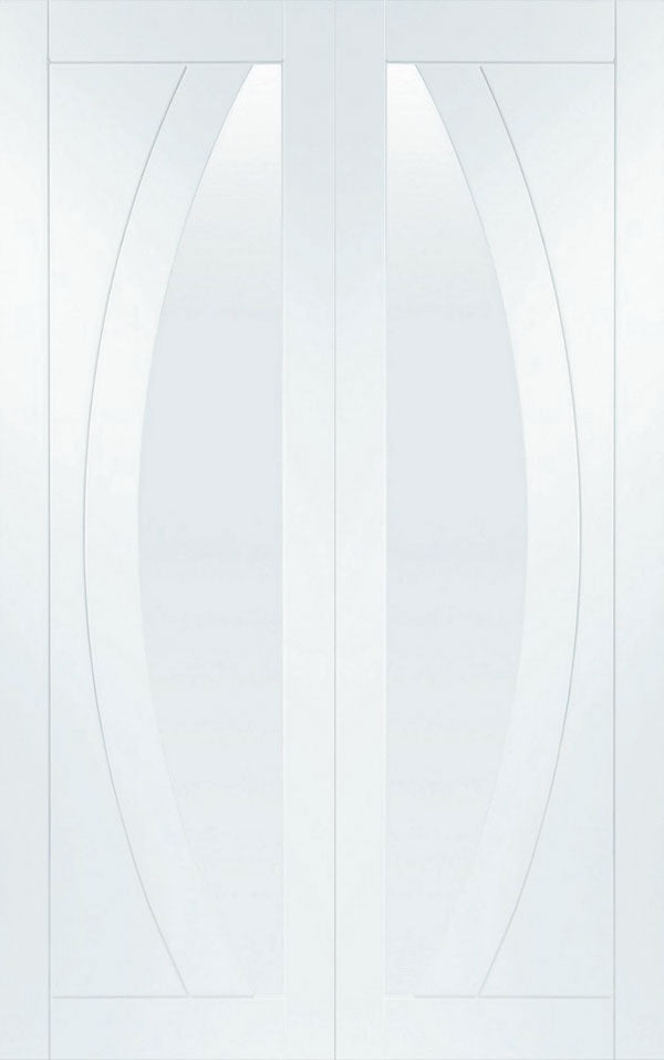 XL Joinery Salerno White Primed Clear Glazed Pair Internal door