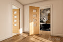 Deanta Oak Seville Glazed 4LS Pre-finished Internal door