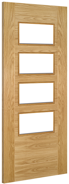 Deanta Oak Seville Glazed 4L Pre-finished Internal door