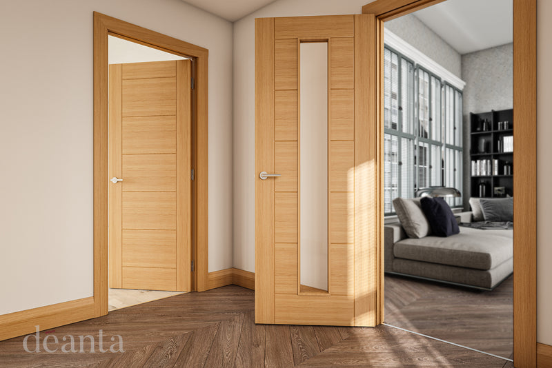 Deanta Oak Seville Glazed Pre-finished Fire Door