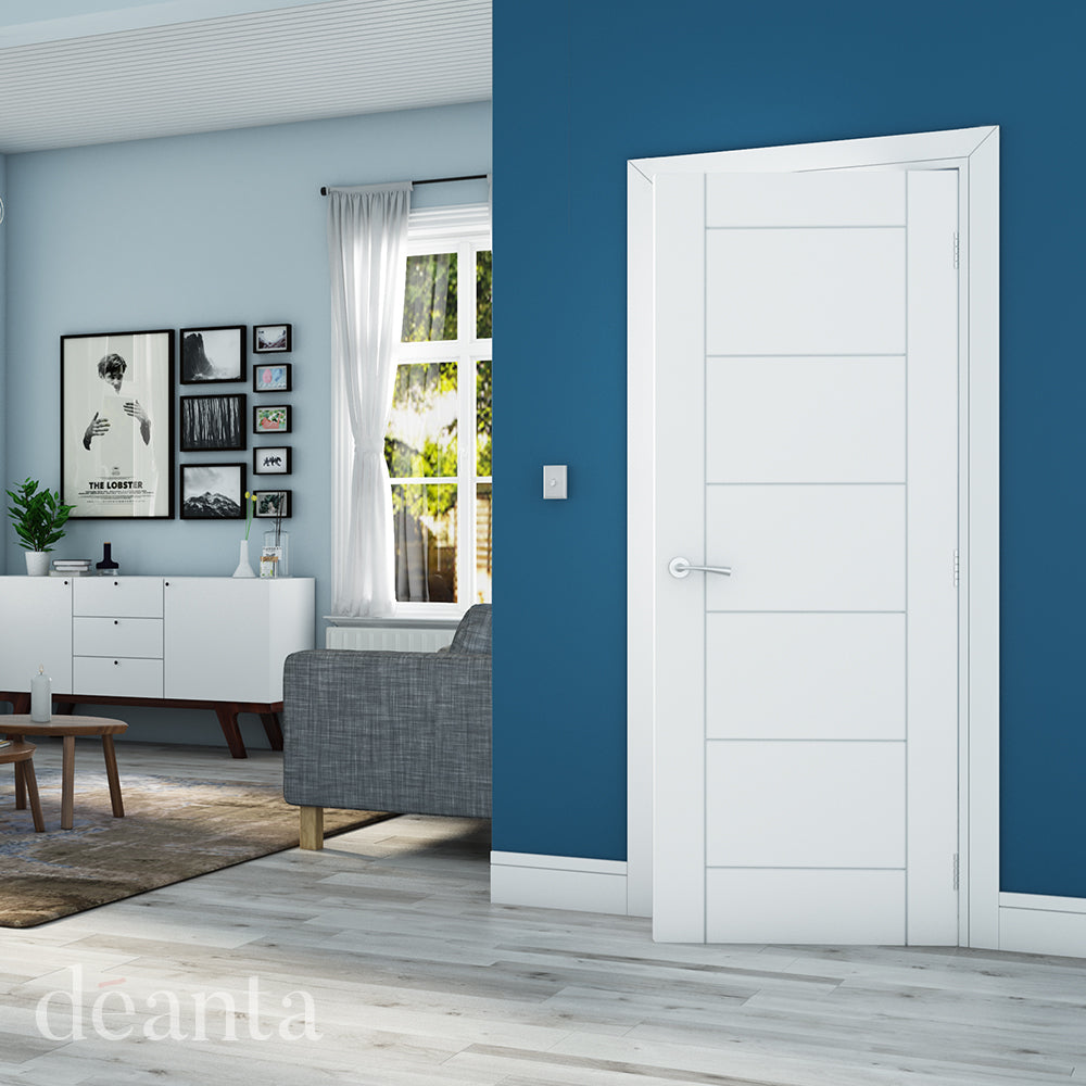 Pre-Assembled White Primed Seville Fire Door Set