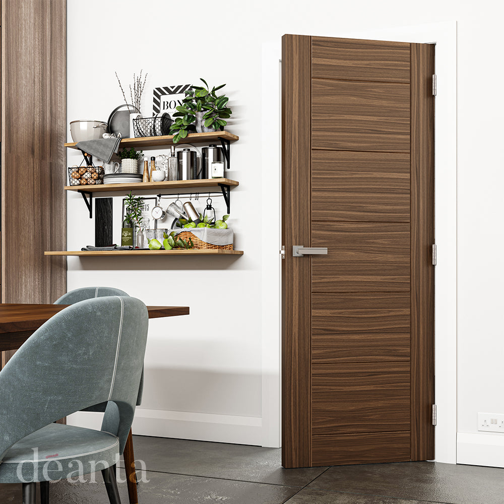 Deanta Walnut Seville Fire Door Pre-finished FSC