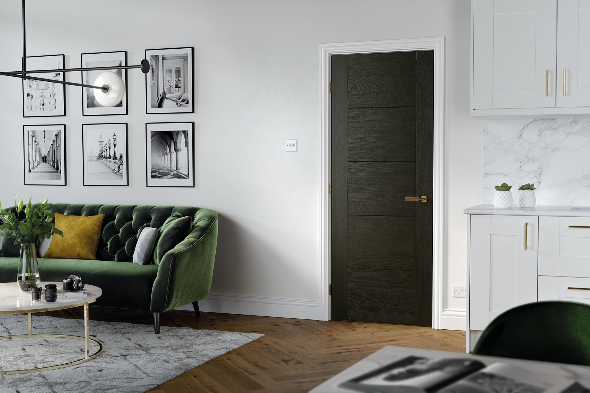 Pre-Assembled Smoked Oak Vancouver 5P Fire Door Set
