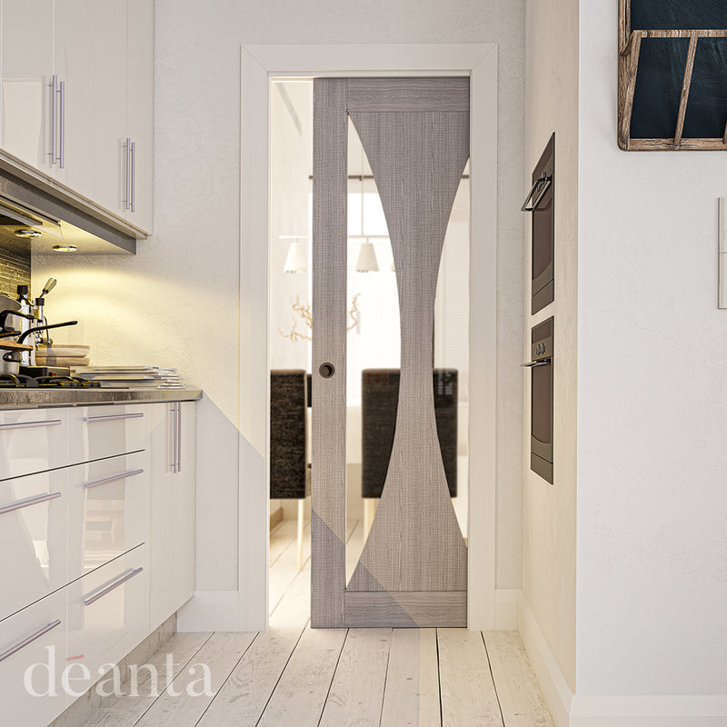 Deanta Light Grey Sorrento Pre-Finished Clear Glass