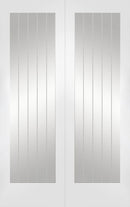 XL Joinery White Primed Suffolk Door Pair Etched Clear Glazed Internal door