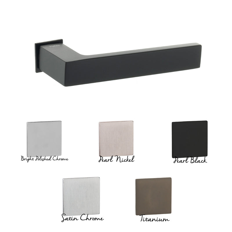 Tupai Rapido RetaLine Rillo Lever Door Handle on Concealed Square Rose - Pearl Black