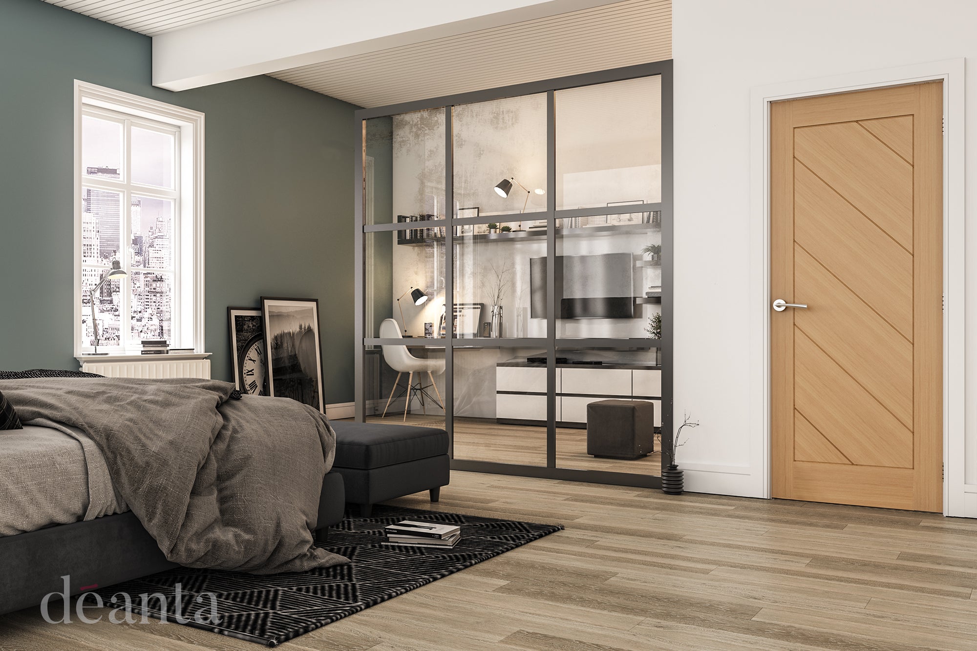 Pre-Assembled Oak Torino Fire Door Set Pre-Finished FSC