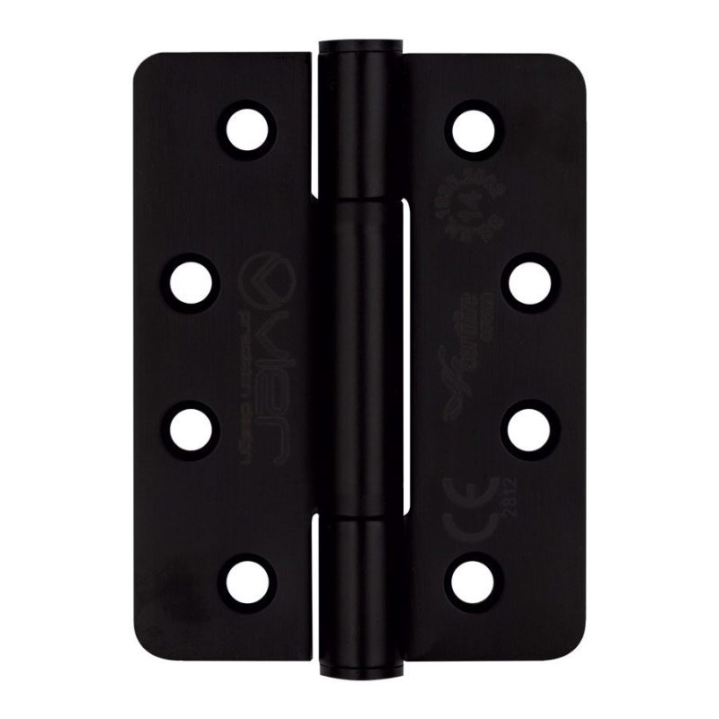 Zoo Grade 14 Concealed Bearing Hinge Radius - 102 x 76 x 3mm - Powder Coated Black-Powder Coat Black