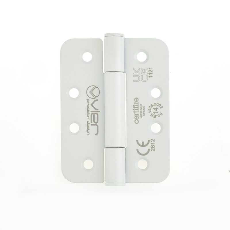 Zoo Grade 14 Concealed Bearing Hinge Radius - 102 x 76 x 3mm - Powder Coated White-Powder Coat White