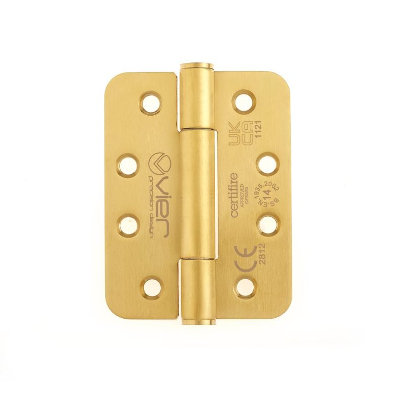 Zoo Grade 14 Concealed Bearing Hinge Radius - 102 x 76 x 3mm - PVD Satin Brass-PVD Satin Brass