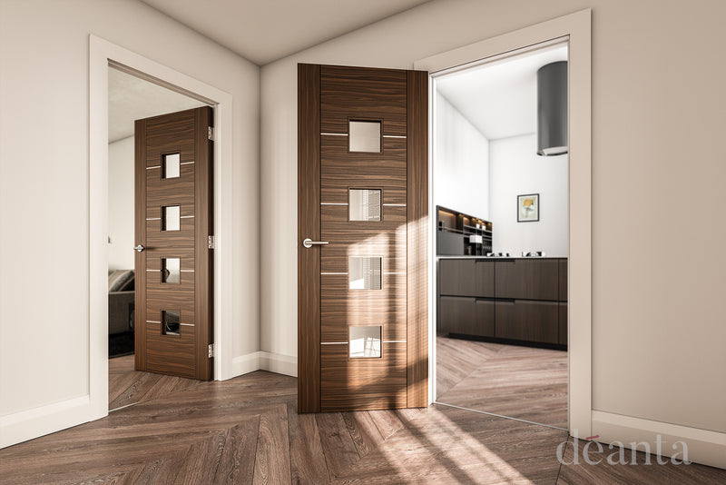 Deanta Walnut Valencia Glazed Pre-finished Internal door