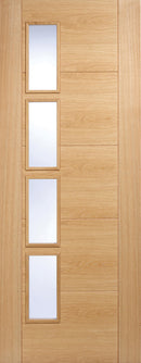 LPD Oak Vancouver Offset 4L Clear Glazed Internal door