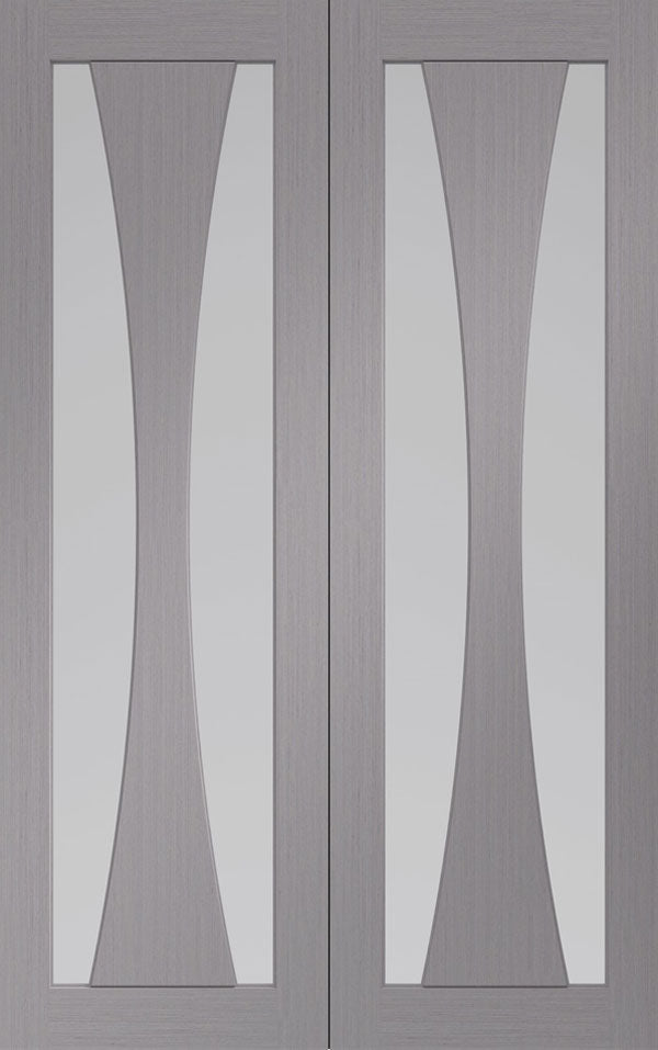 Internal door XL Joinery Light Grey Verona Clear Glazed Pair