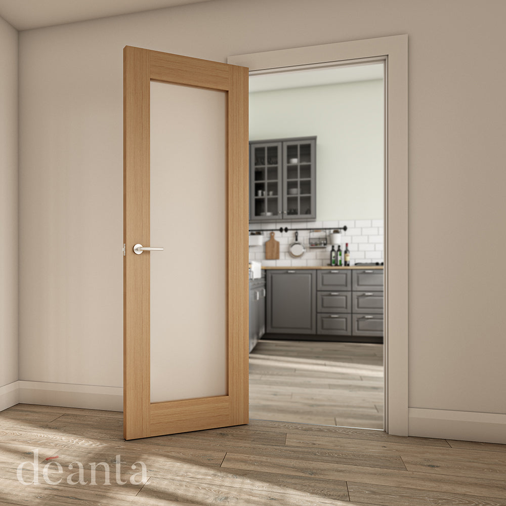 Pre-Assembled Oak Walden Frosted Glazed Door Set