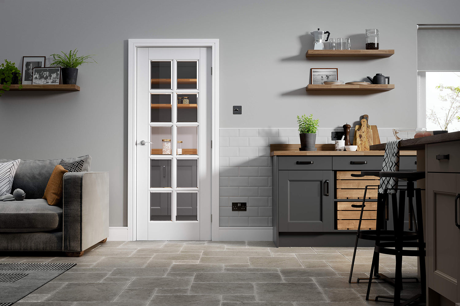 LPD White Moulded SA 10L Clear Glazed  Internal door