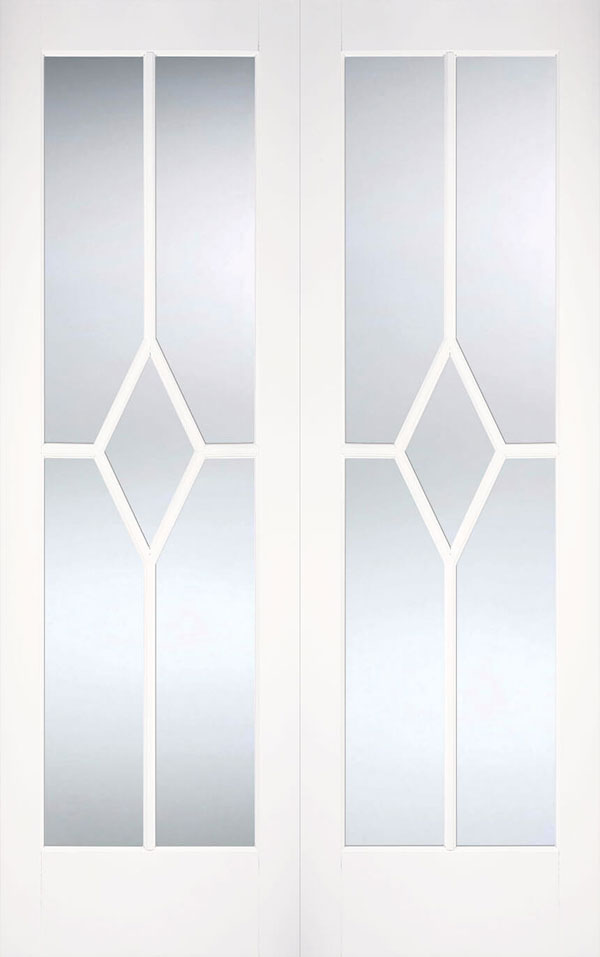 LPD Solid White Primed Reims Glazed Pair  Internal door