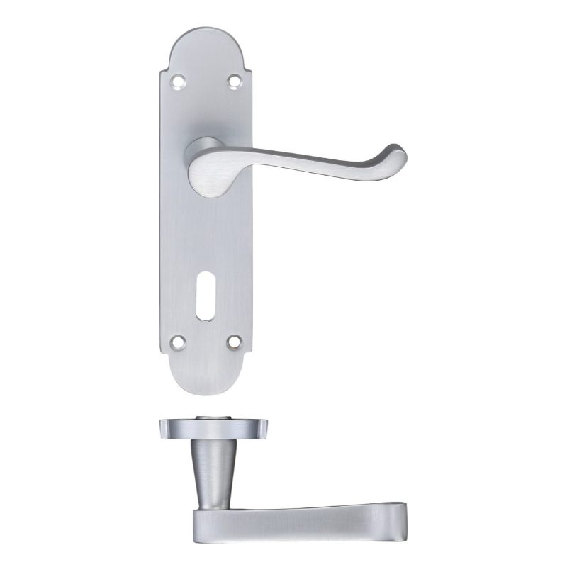 Zoo Oxford Lever Lock (57mm c/c) Furniture 170 x 42mm-Satin Chrome