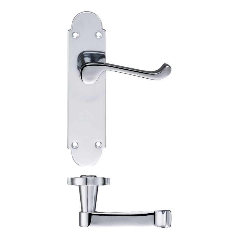 Zoo Oxford Lever Latch Furniture 170 x 42mm-Polished Chrome