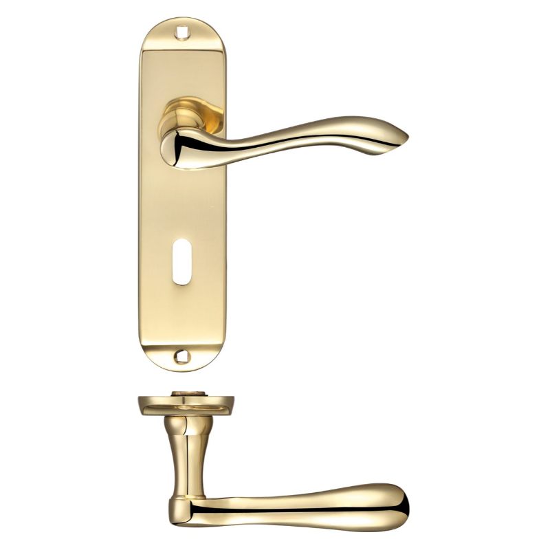 Zoo Arundel Lever Lock (57mm c/c) Furniture - Short Plate 175 x 42mm-Polished Brass