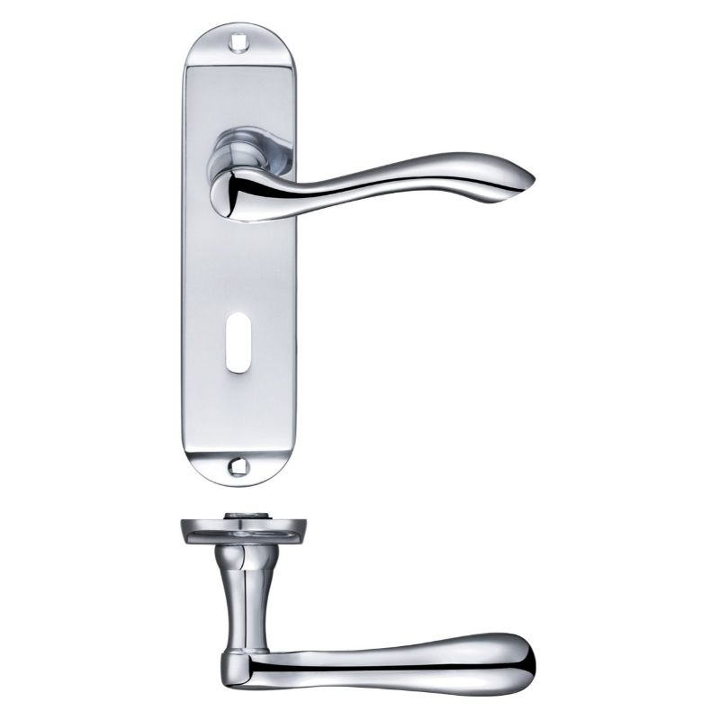 Zoo Arundel Lever Lock (57mm c/c) Furniture - Short Plate 175 x 42mm-Polished Chrome