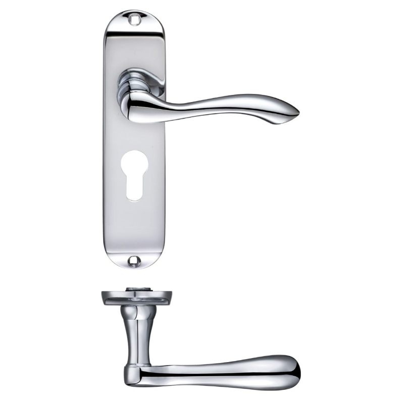 Zoo Arundel Lever Euro Lock (47.5mm) Furniture - Short Plate 175 x 42mm-Polished Chrome