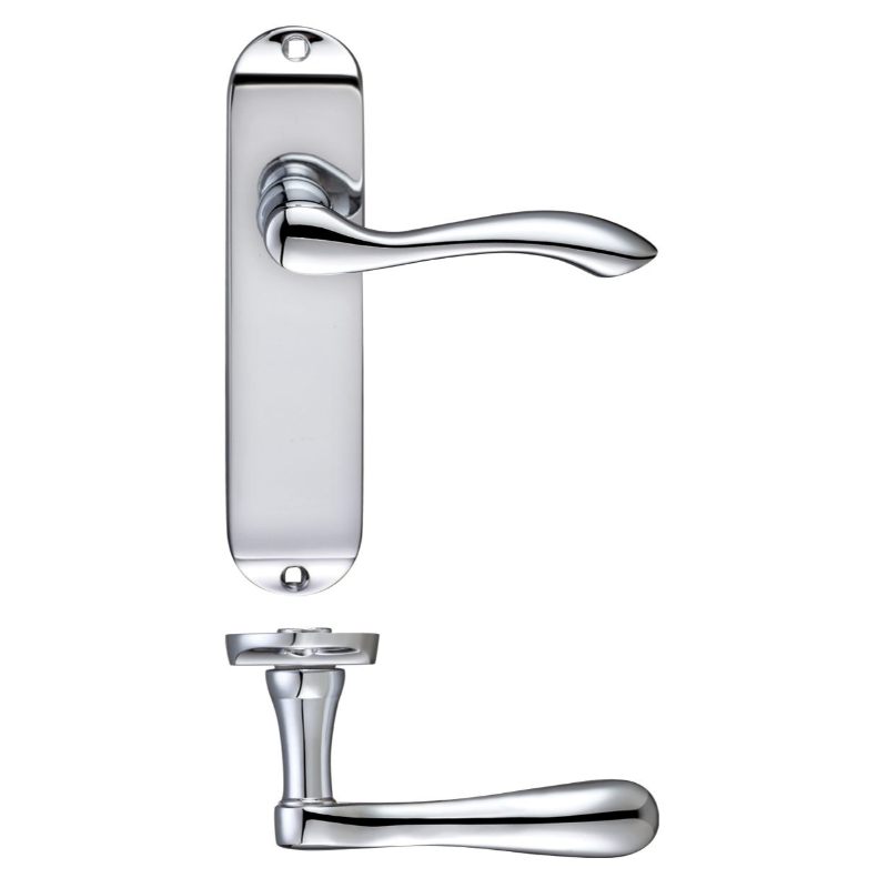 Zoo Arundel Lever Latch Furniture - Short Plate 175 x 42mm-Polished Chrome