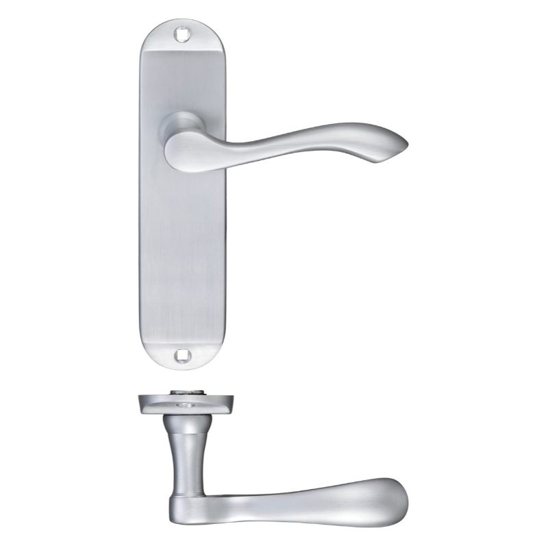 Zoo Arundel Lever Latch Furniture - Short Plate 175 x 42mm-Satin Chrome