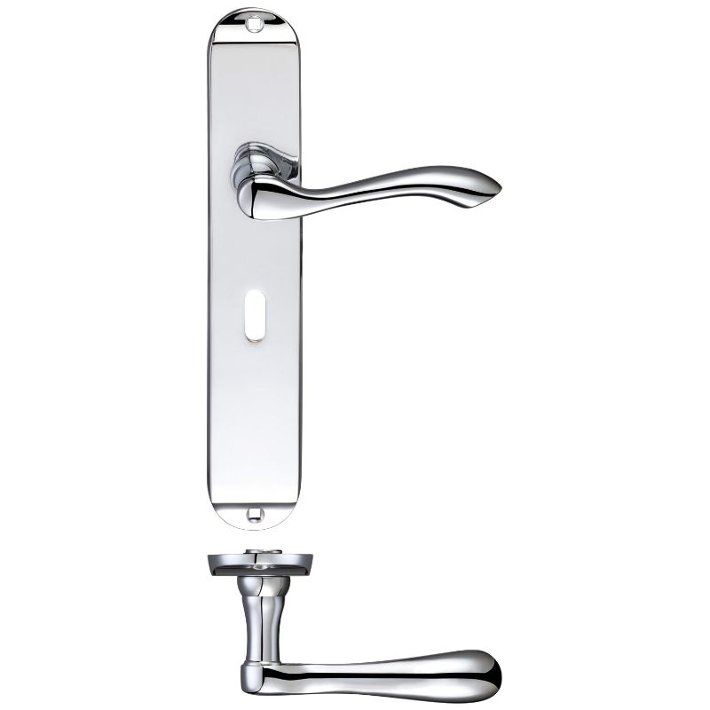 Zoo Arundel Lever Lock (57mm c/c) Furniture - Long Plate 245 x 42mm-Polished Chrome