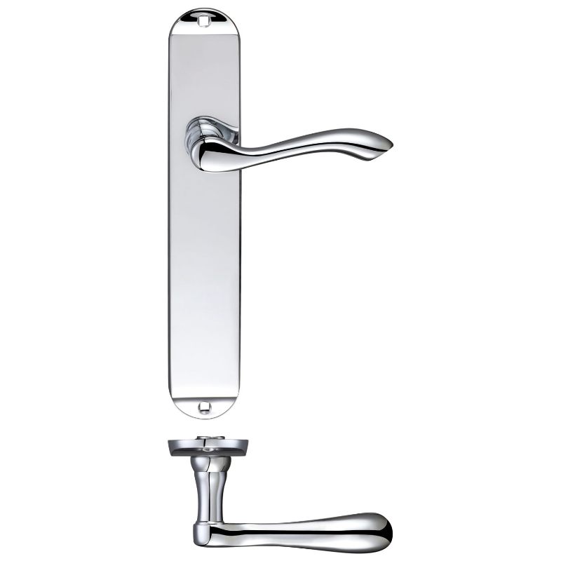 Zoo Arundel Lever Latch Furniture - Long Plate 245 x 42mm-Polished Chrome