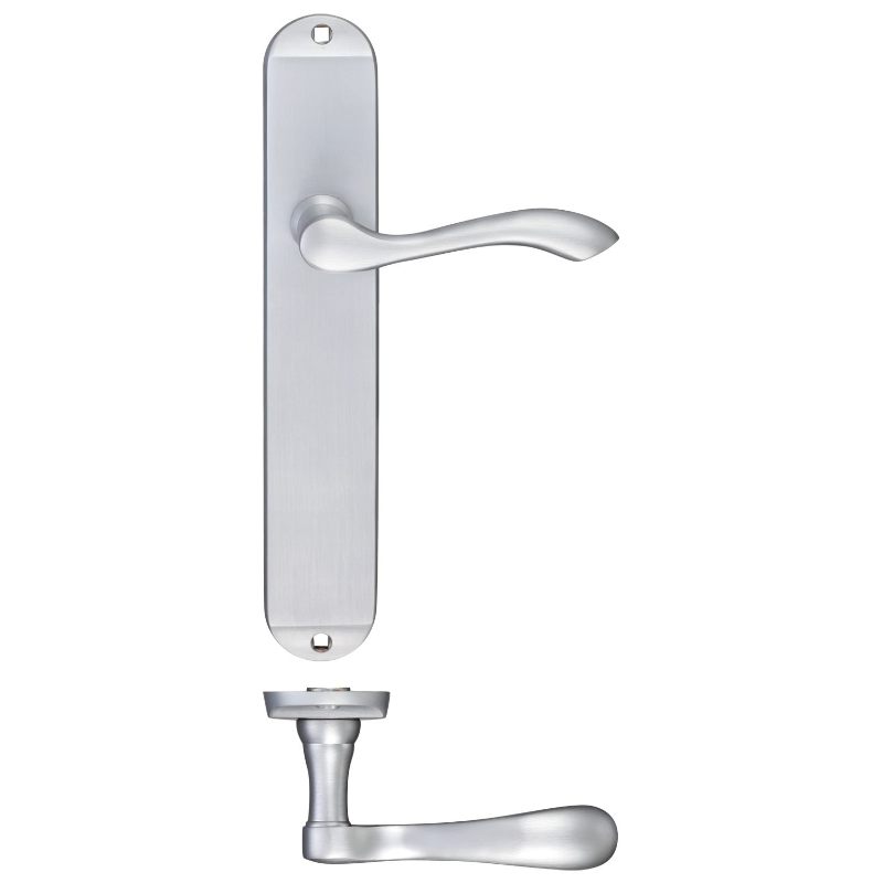 Zoo Arundel Lever Latch Furniture - Long Plate 245 x 42mm-Satin Chrome