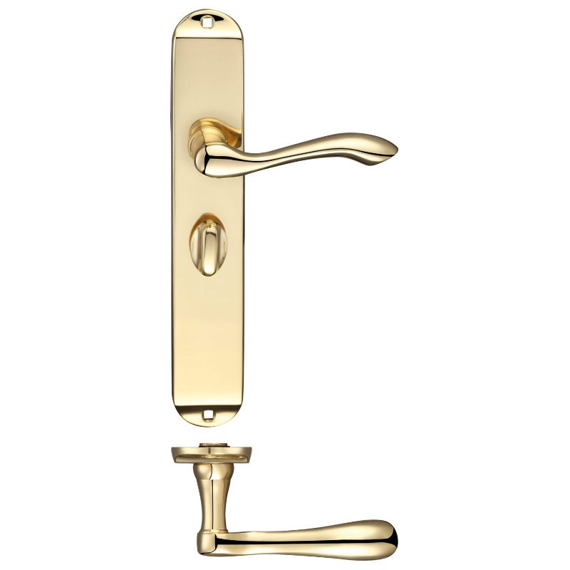 Zoo Arundel Lever Bathroom (57mm c/c) Furniture - Long Plate 245 x 42mm-Polished Brass