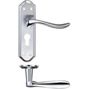 Zoo Lincoln Lever Euro Lock (47.5mm c/c) Furniture 180 x 48mm-Satin Chrome / Polished Chrome